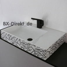 Waschtisch mit Dekormuster in schwarz | grau ein moderner Dekor Waschbecken
